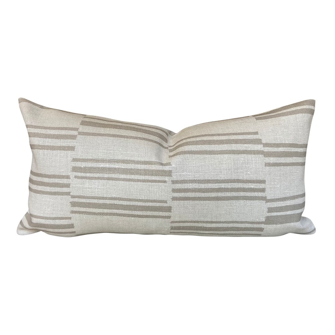 Designer Kilim in Mushroom LUMBAR Pillow Cover // Farmhouse Decor Pillow // Neutral Decorative Pi... | Etsy (US)