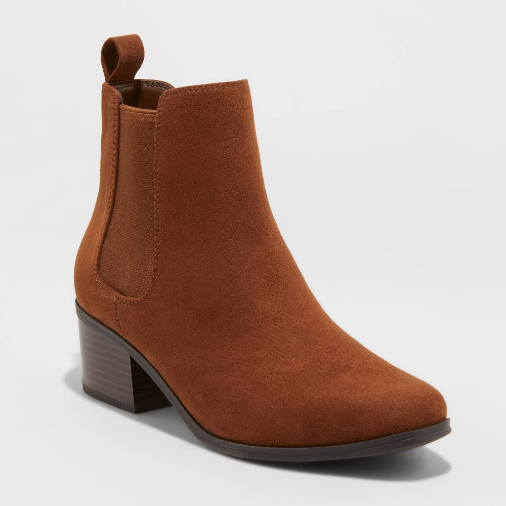 Women's Ellie Chelsea Boots - A New Day Cognac 11, Red | Target