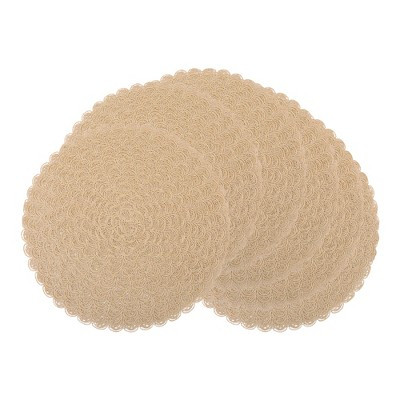 REGALWOVEN Set of 6 Round Woven Rustic Placemats for Dining Table Decor Indoor Outdoor Washable Kitchen Table Mat Wipe Clean Beige/Beige | Target