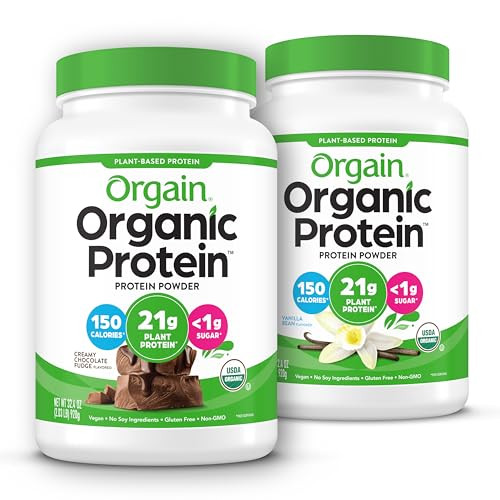 Orgain Organic Vegan Protein Powder, Vanilla Bean + Chocolate Fudge - 21g Plant Based Protein (2.03 Lb Each) | Amazon (US)