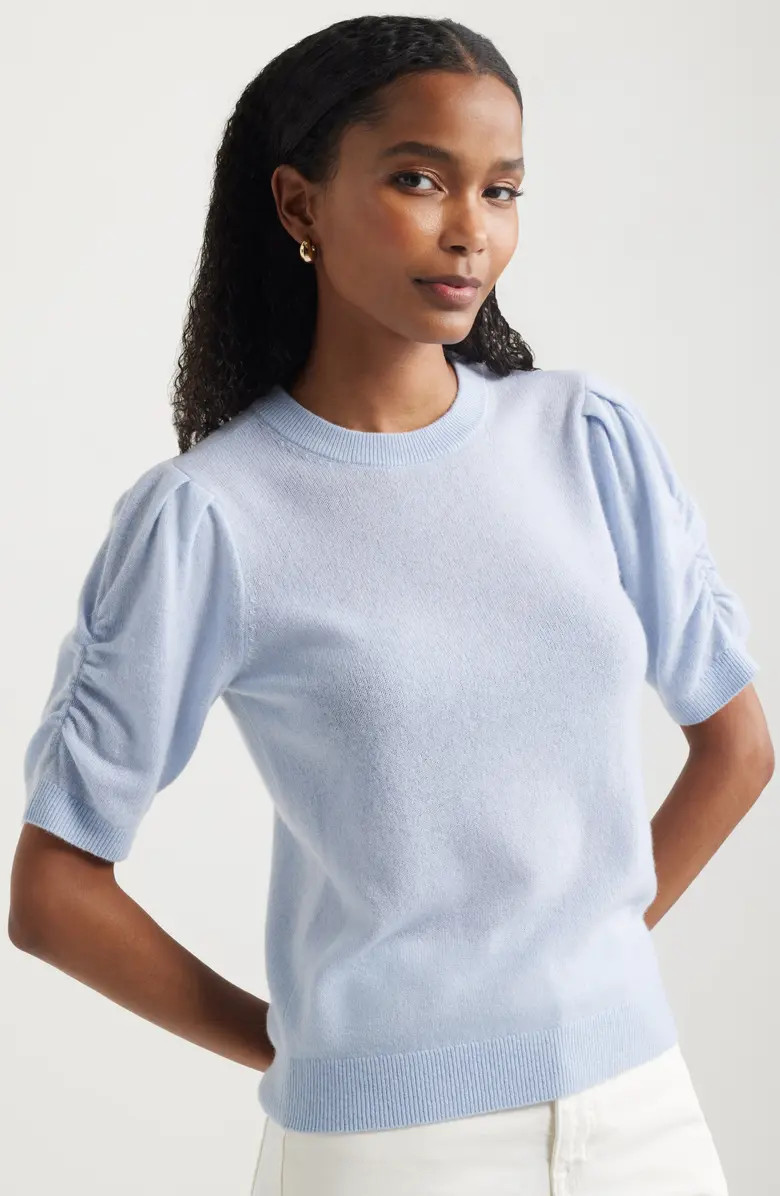 Ruched Short Sleeve Cashmere Sweater | Nordstrom