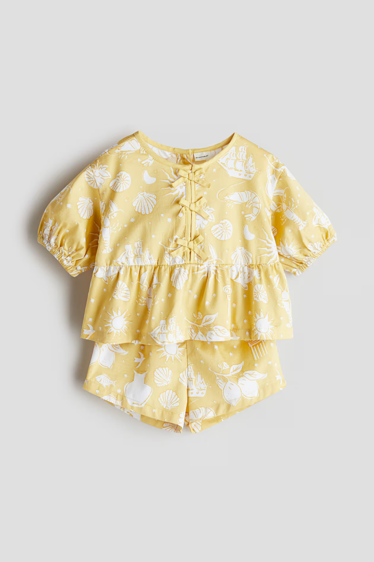 2-piece Cotton Poplin Set - Yellow/patterned - Kids | H&M US | H&M (US + CA)
