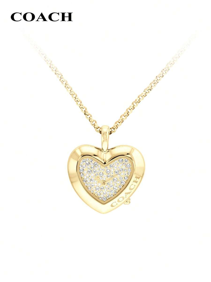 NEWCoach Crystal Dial Women's Quartz Pendant Necklace Watch With Adjustable Chain | SHEIN