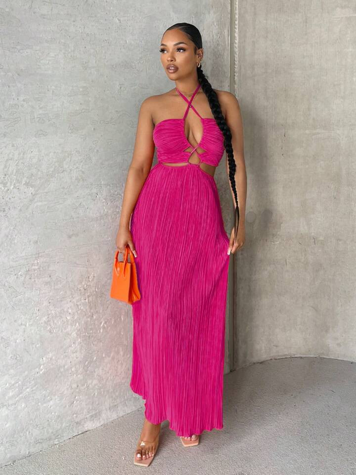 SHEIN SXY Robe Ras-Du-Cou Croisé Dos-Nu À Nœud | SHEIN