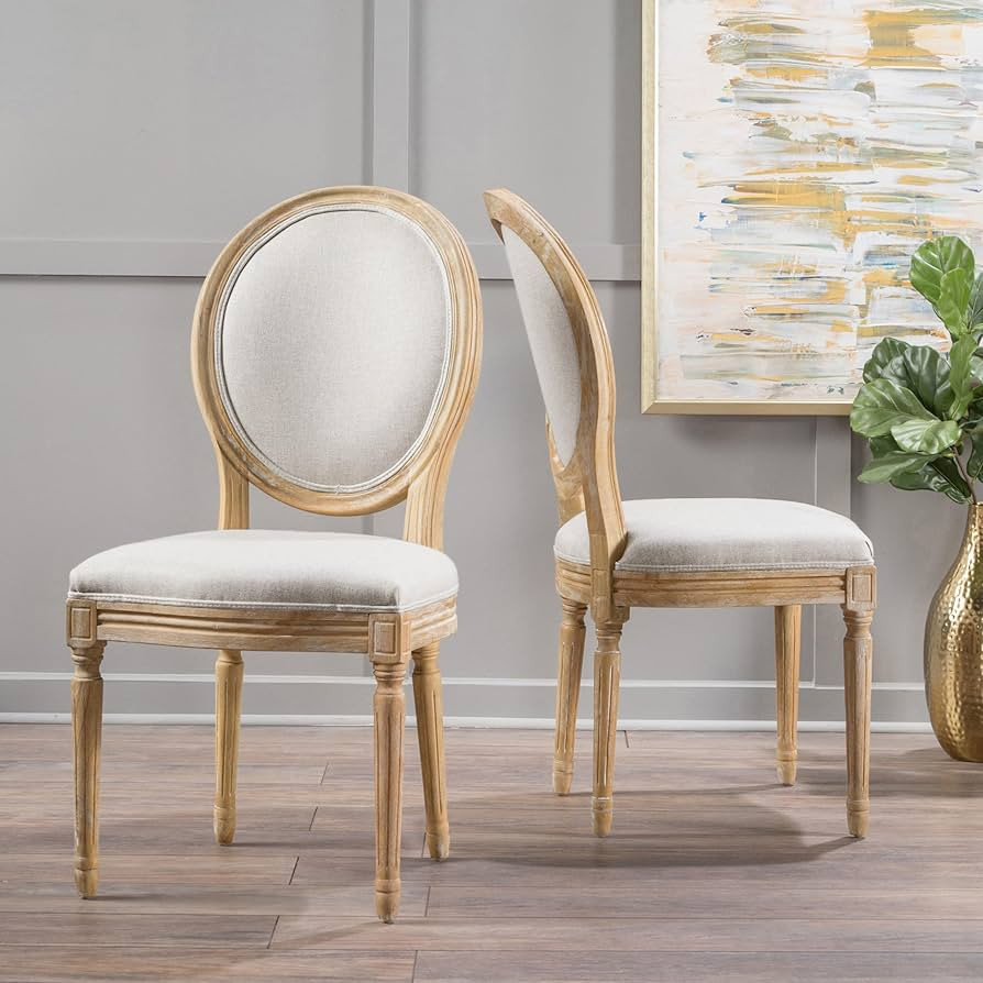 Christopher Knight Home Phinnaeus Polyester Beige Fabric Dining Chair (Set of 2), 2-Pcs Set | Amazon (US)
