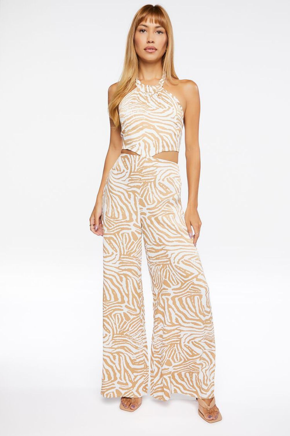 Zebra Cutout Halter Jumpsuit | Forever 21 (US)