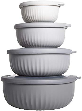 Cook with Color Mixing Bowls - 8 Piece Nesting Plastic Mixing Bowl Set with Lids (Grey Ombre) | Amazon (US)