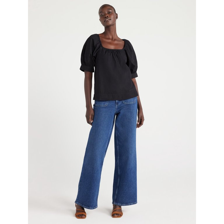 Free Assembly Women’s Puff Sleeve Top, Sizes XS-XXXL | Walmart (US)