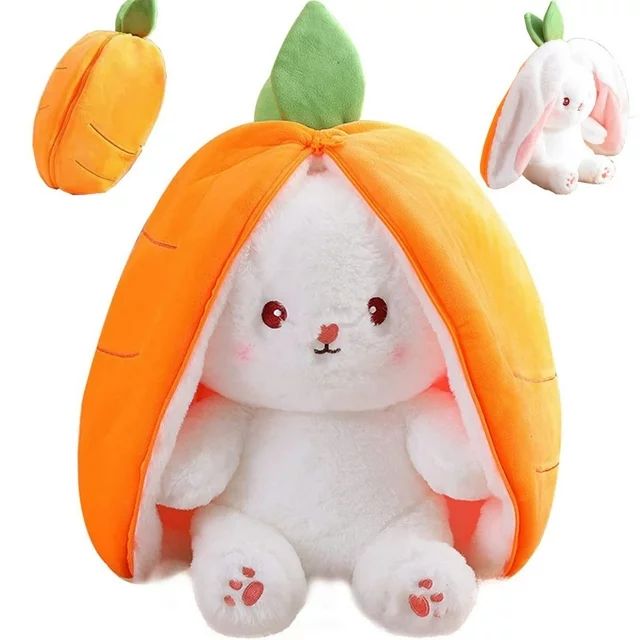 Easter Bunny Stuffed Animal Plush, Reversible Bunny Carrot Strawberry Pillow with Zipper, Cute Ra... | Walmart (US)