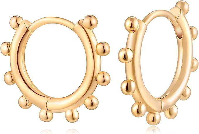 MYEARS Women Gold Huggie Hoop Earrings Bead Ball Spike Star Diamond CZ Sleeper Dangle Drop 14K Go... | Amazon (CA)