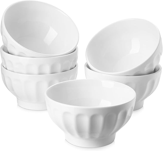 16 OZ Ceramic Soup/Cereal Bowls - White Bowls Set of 6 -Round Bowls for Cereal, Soup, Ice Cream, ... | Amazon (US)