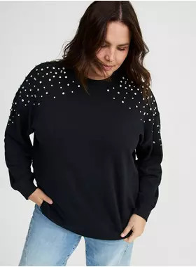 Embellished Fleece Crew Sweatshirt | Torrid (US & Canada)
