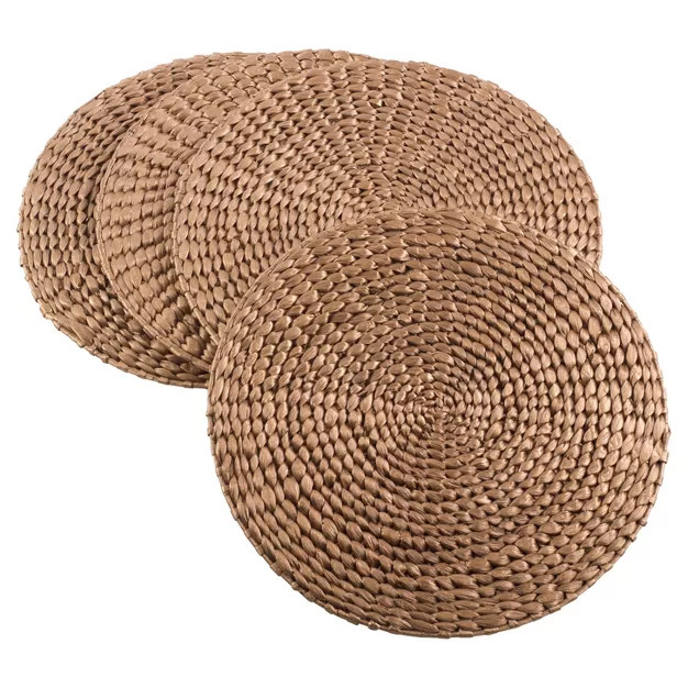 4pk 15" Hyacinth Hand Woven Round Placemat Gold - Saro Lifestyle | Target