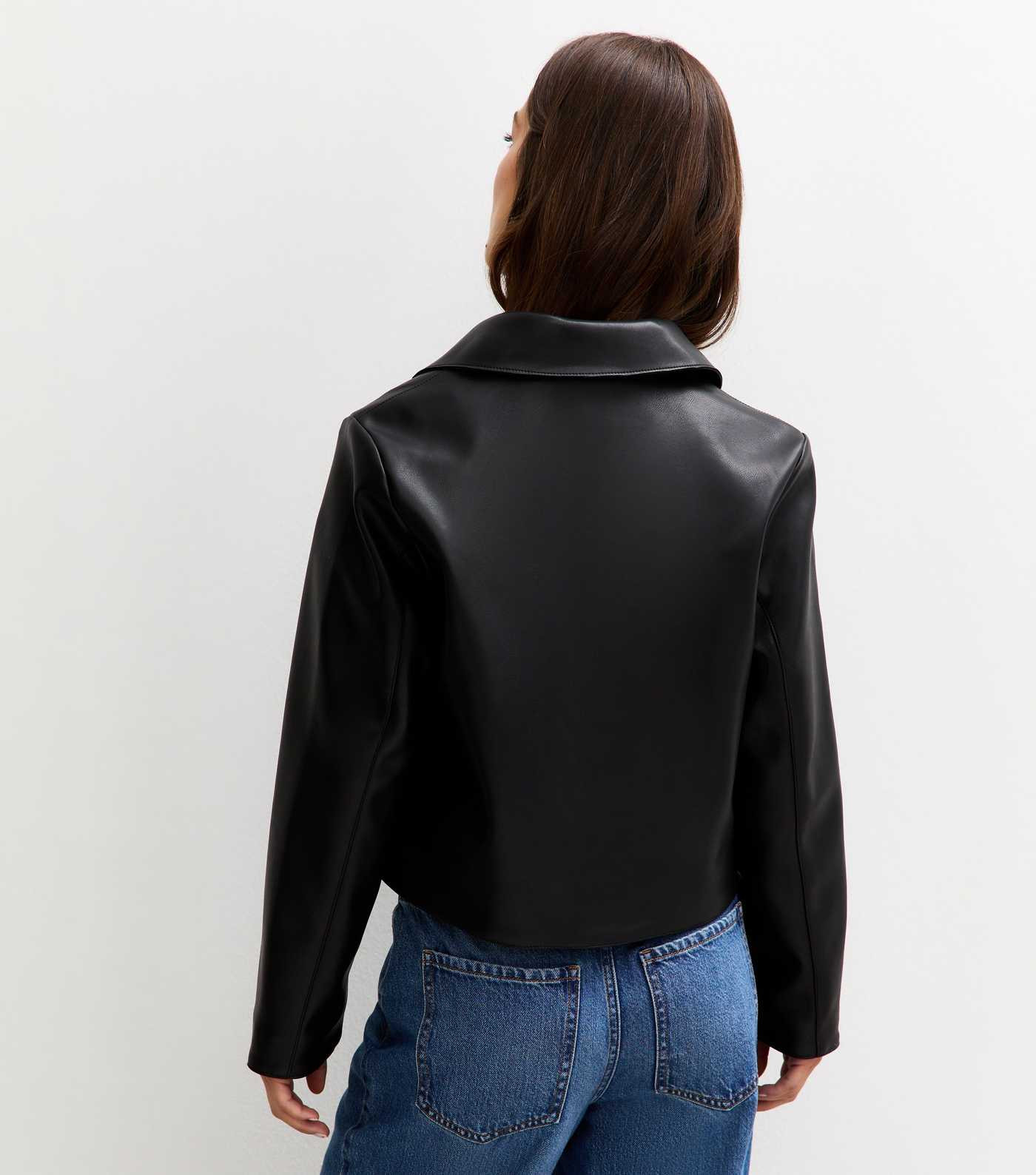 Petite Black Faux Leather Button Up Jacket | New Look | New Look (UK)