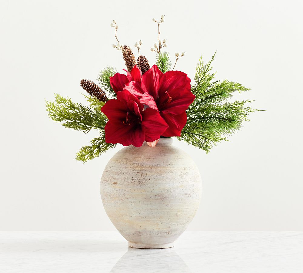Faux Amaryllis & Pinecone Bundle | Pottery Barn (US)