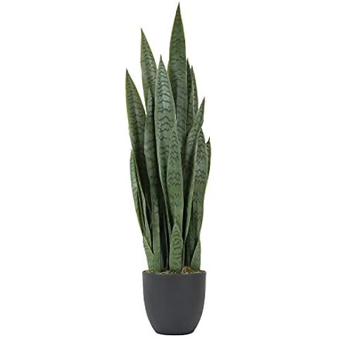 Nearly Natural, Green 4855 35in. Sansevieria with Black Planter | Amazon (US)