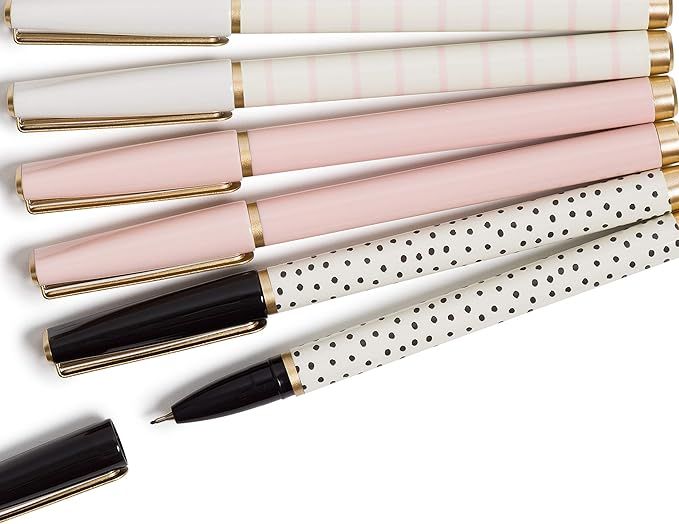 U Brands Classic Chic Catalina Stripes and Dots Felt Tip Pens, 6 Count (4519A04-24) | Amazon (US)