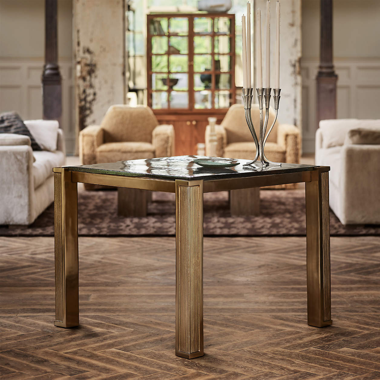 Peutre Antique Pewter Aluminum Taper Candelabra by Jeremiah Brent | Crate & Barrel | Crate & Barrel