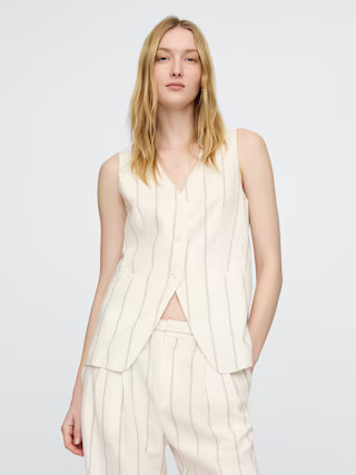 Linen-Blend Longline Vest | Gap (US)