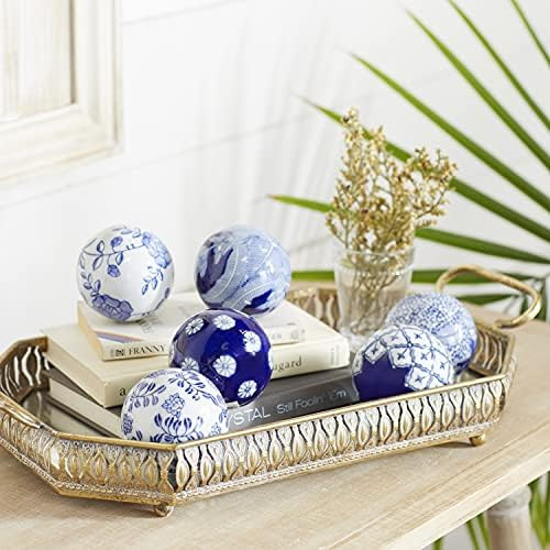 Amazon.com: Deco 79 Glam Ceramic Orbs & Vase Filler with Assorted Patterns, Set of 6 3"D, Blue : ... | Amazon (US)