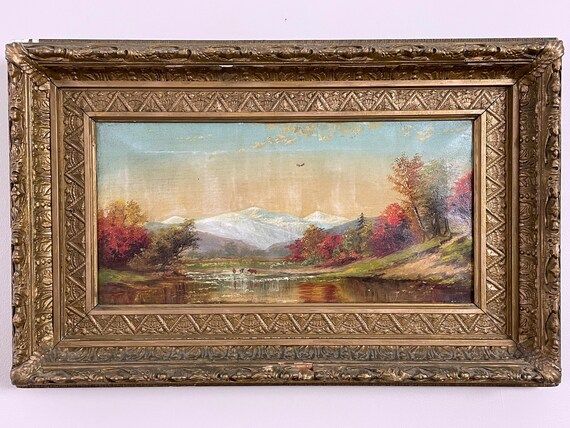 Original 19th Century Oil Painting in Antique Carved Gilded - Etsy | Etsy (US)