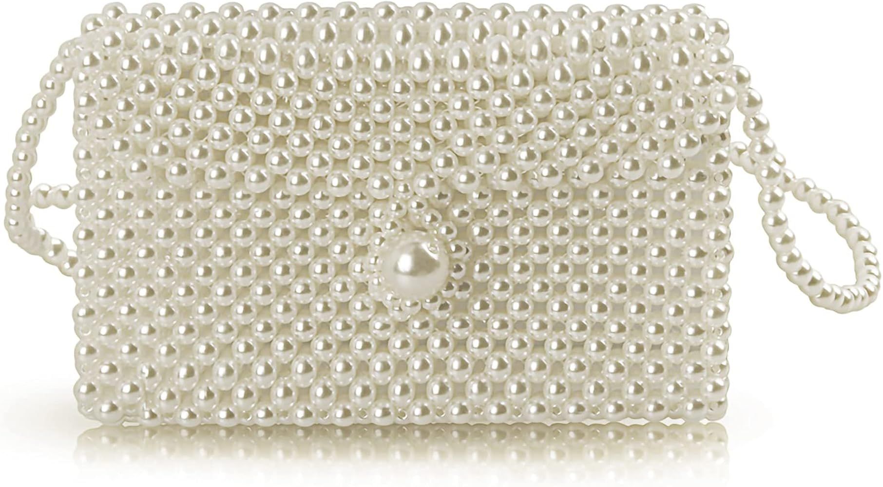 Amazon.com: Hogoo Luxury White Pearl Purses Shoulder Bag for Women Pearl Bag Crossbody Beaded Clutch | Amazon (US)