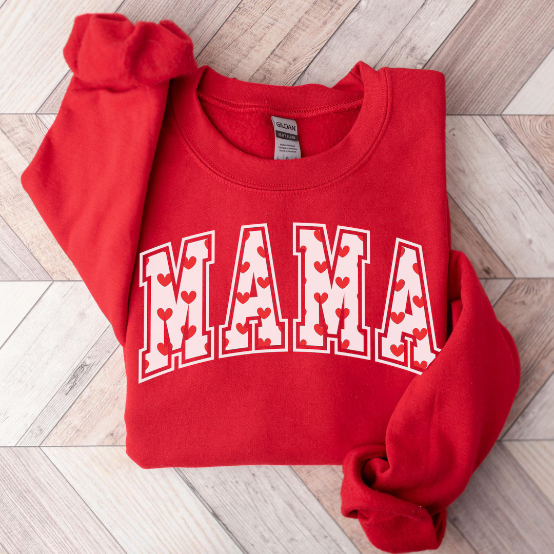 Valentines Mom Sweatshirt, Mama Heart Crewneck, Mom Love Sweater, Cute Women's Cupid Pullover, Tr... | Etsy (US)