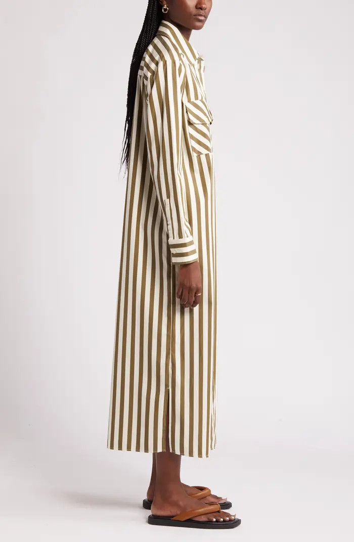 Stripe Two Pocket Long Sleeve Shirtdress | Nordstrom