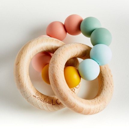 Click for more info about Loulou Lollipop Rainbow Bubble Silicone and Wood Baby Teether + Reviews | Crate & Kids