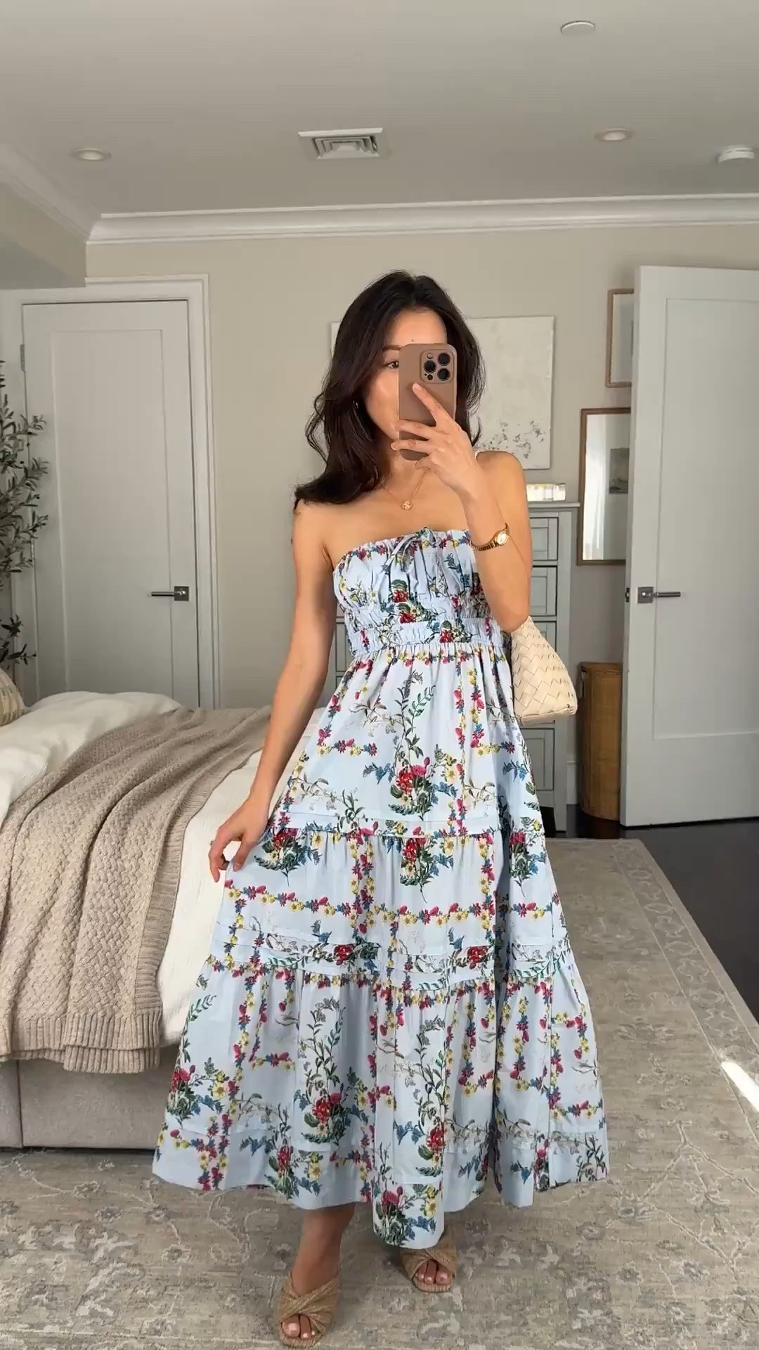 Anthro Dresses on sale! flowy skirt and pockets. 

• XXS petite in this particular print is loose on me at the bust so I’d size down for a snug fit up there. Flowy and waist flattering with pockets 

• Wedge sandals 5/5.5
• Woven bag with liner  

Baby shower, bridal shower garden party, petite summer dresses

#LTKPetite #LTKSeasonal #LTKWedding