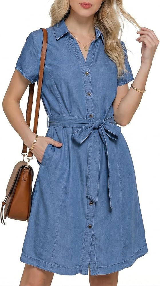Design by Olivia Women's Tencel Denim Button Down Shirt Dress | Amazon (US)