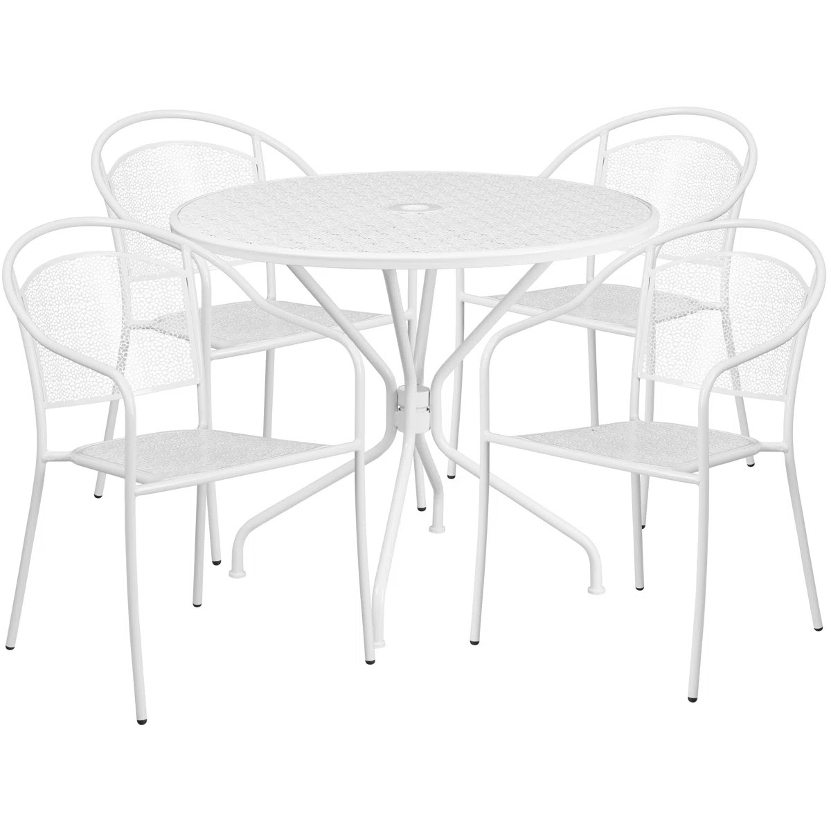Chanea 35.25" W Round 4-Person Patio Dining Set with Stackable Chairs | Wayfair North America