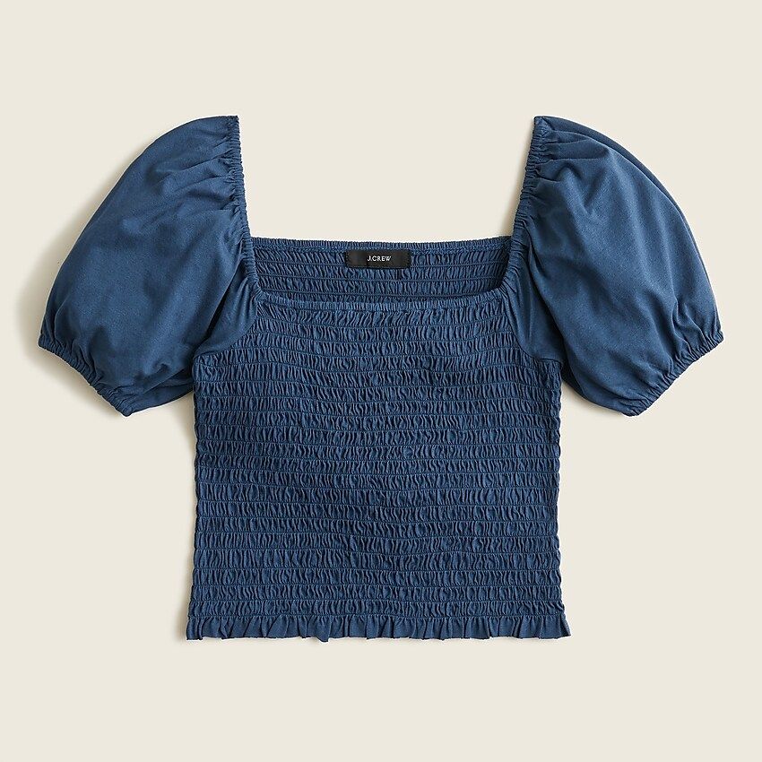 Smocked broken-in jersey cropped top | J.Crew US