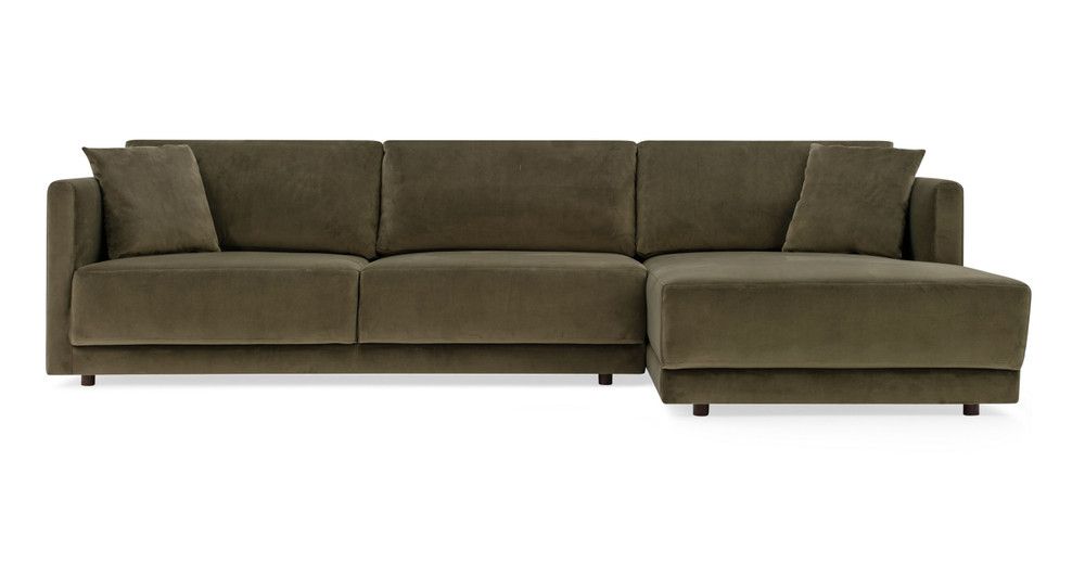 Domus 115" Fabric Sofa Sectional Right, Sage Velvet | Kardiel