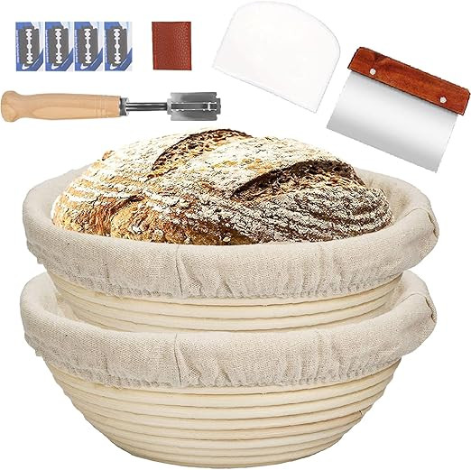 Farielyn-X 2 Packs 9 Inch Bread Banneton Proofing Basket - Baking Dough Bowl Gifts for Bakers Pro... | Amazon (US)