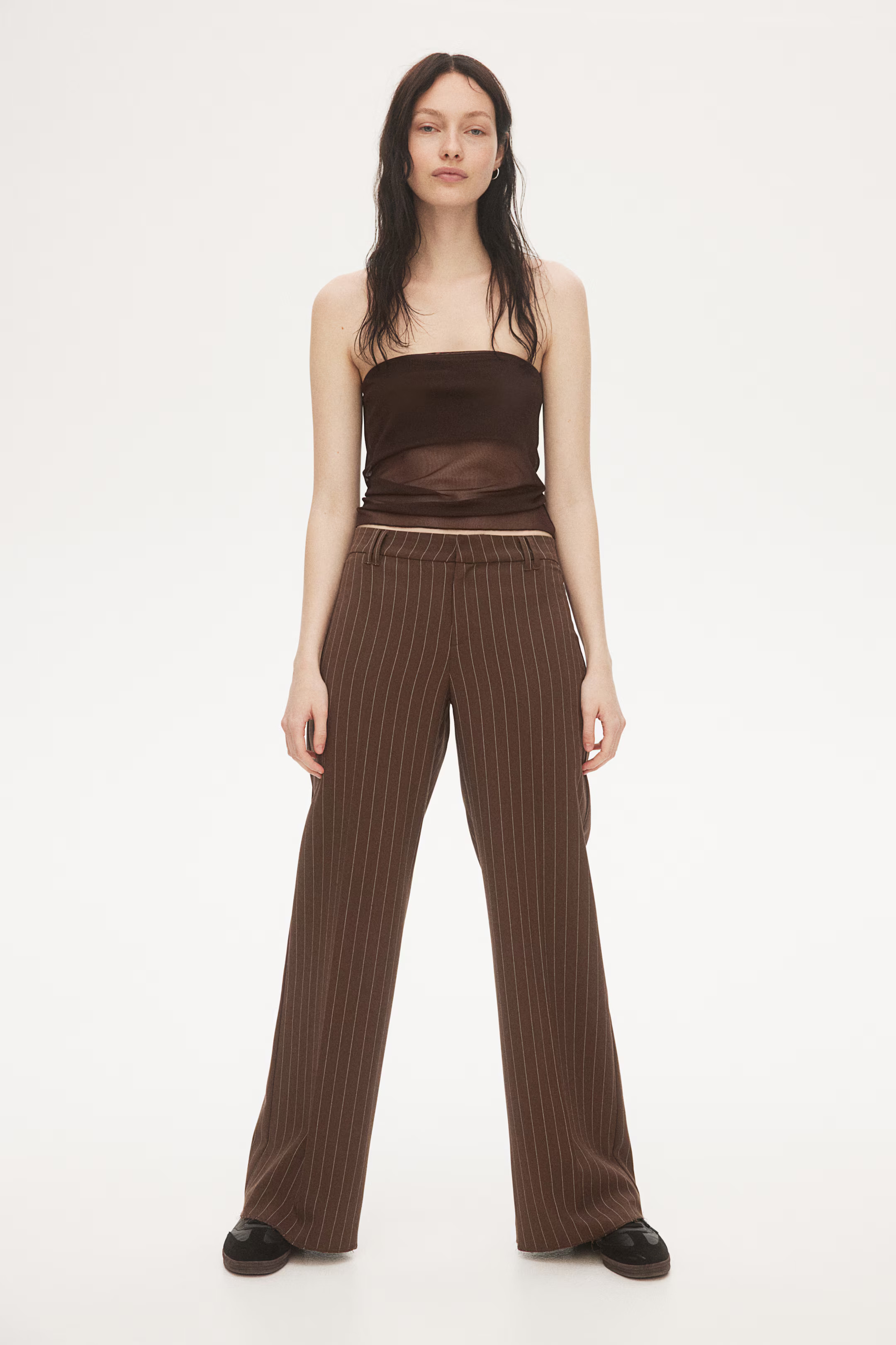 Wide tailored trousers - Regular waist - Long - Black - Ladies | H&M GB | H&M (UK, MY, IN, SG, PH, TW, HK)