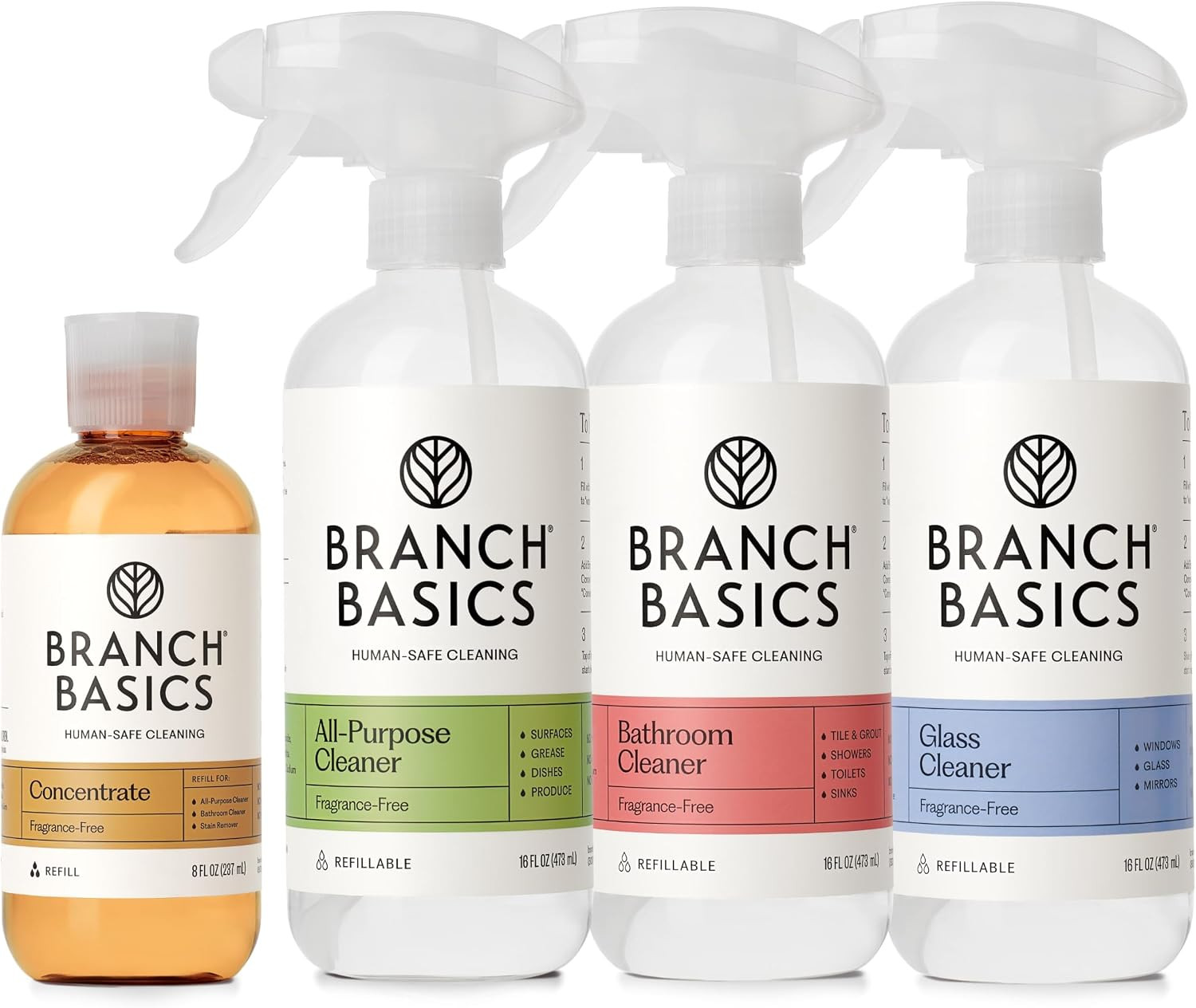 Branch Basics Surface Cleaning Kit: 8 oz Concentrate, Refillable Bottles | Amazon (US)