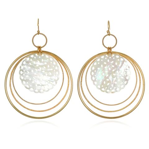 Mother-of-Pearl Lace Drop Earrings | Sequin
