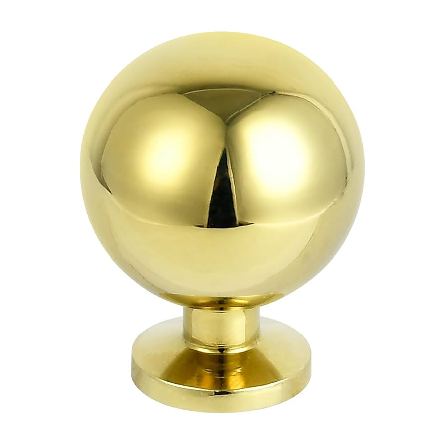 Polished-Brass Drawer Cabinet Knobs - Solid Brass Handles Hardware for Dresser Kitchen Bedroom Ba... | Amazon (US)