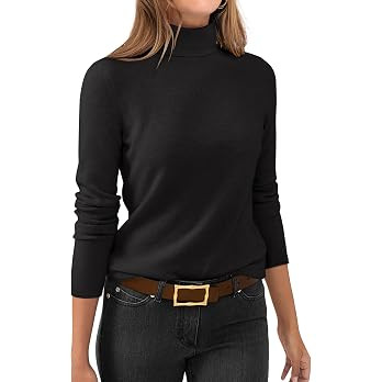 ANRABESS Womens Turtleneck Wool Blend Lightweight Sweaters | Soft Knit Long Sleeve Pullover Tops,... | Amazon (US)