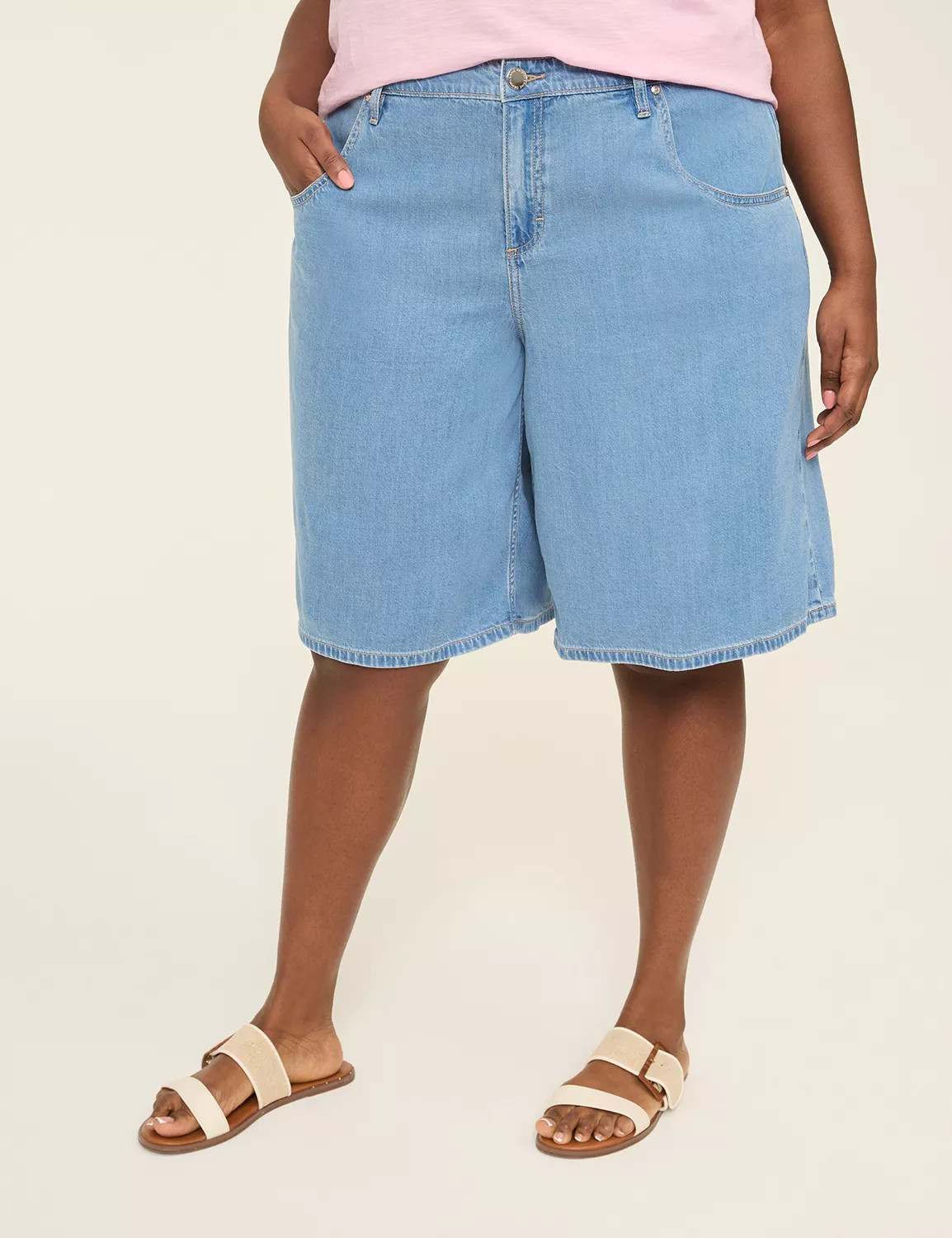 Lightweight Denim Long Jean Short - 11" Inseam | Lane Bryant (US)