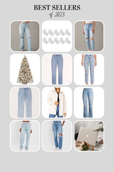 Top sellers of 2023 
Walmart shacket 
Straight leg jeans 
90s jeans 
Skinny jeans 
Abercrombie jeans 
American Eagle jeans 
Christmas tree 
Laptop case 
White ankle socks 

#LTKSeasonal #LTKstyletip #LTKsalealert
