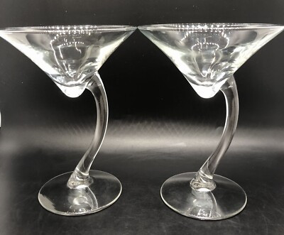 Vintage Libbey Bravura Curved Handle Martini Cocktail Glasses Set Of 2 | eBay US