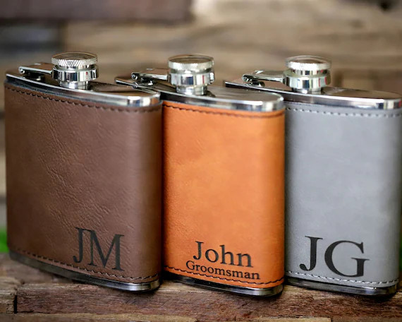 Personalized Leather Flask, Groomsmen Flask, Engraved Flask, Hip Flask, Custom Flask, Monogrammed... | Etsy (US)