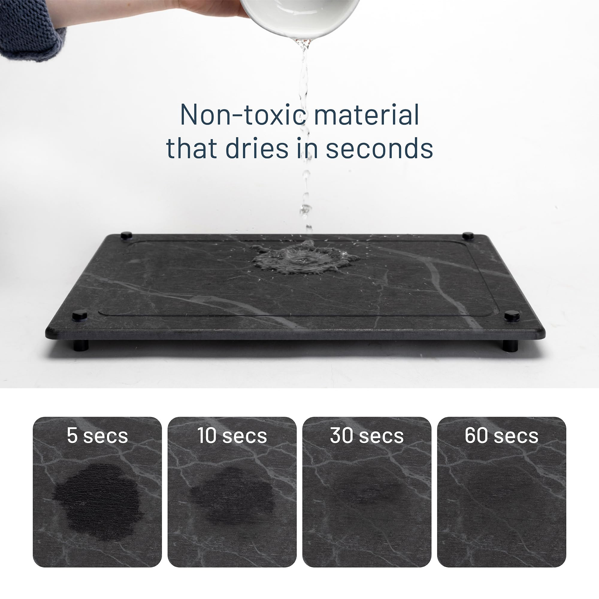 Natural Stone Dish Drying Mat 18" x 14", Slate Color - Diatomaceous Earth Kitchen Mat | Quick Dry... | Amazon (US)