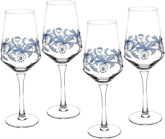 Portmeirion Spode Blue Italian Wine Glass Set | Set of 4 | 16 Ounces | Stemmed Glassware | Glasse... | Amazon (US)