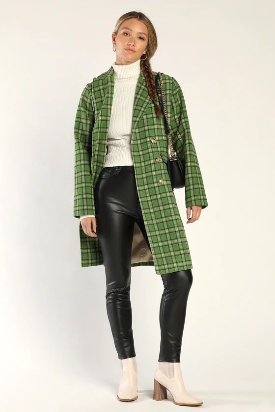 Autumn Calling Green Plaid Double Breasted Peacoat | Lulus (US)