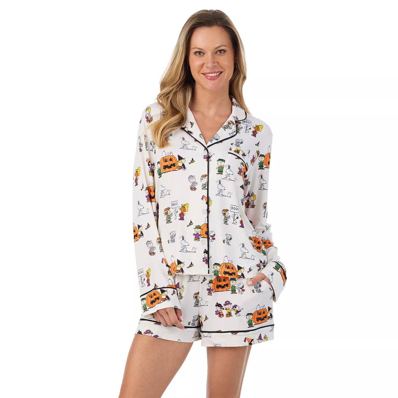 Women's Beauty Sleep Social Halloween Peanuts 2-piece Pajama Top & Pajama Shorts Set | Kohl's