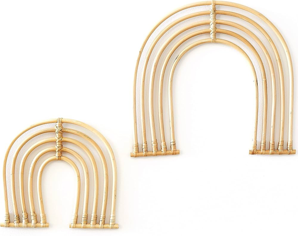 Rattan Rainbow Nursery Decor Set of Two - Create a Boho Nursery Décor - Boho Rainbow Wall Décor... | Amazon (US)
