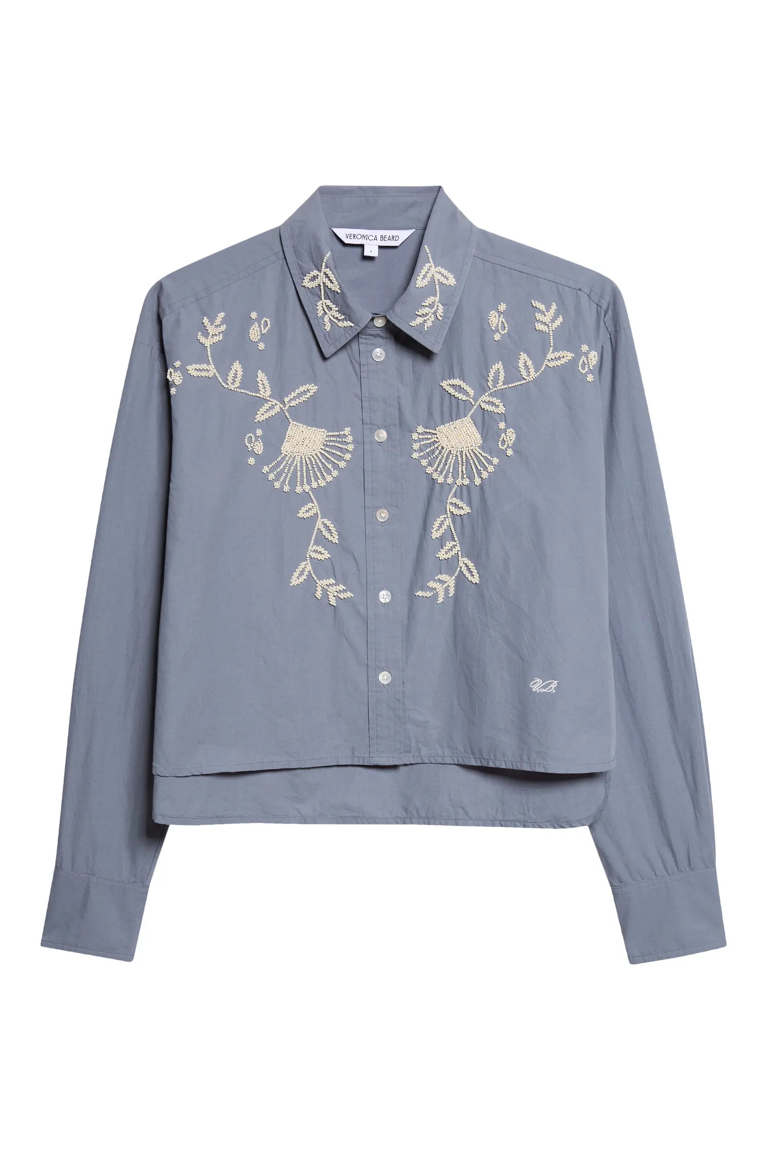 Aderes Beaded Floral Cotton Button-Up Shirt (Women) | Nordstrom | Nordstrom